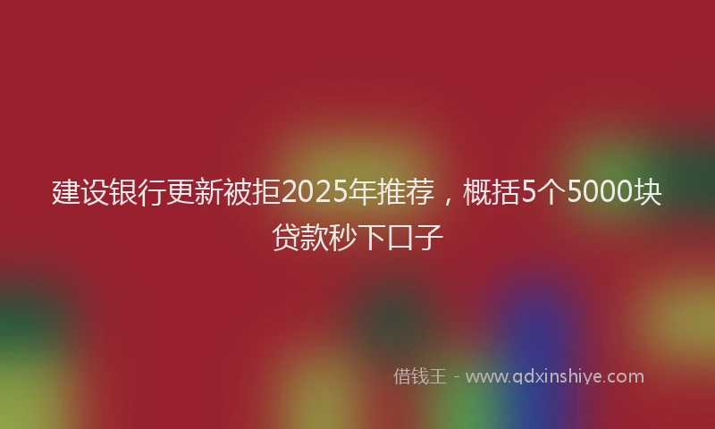 建设银行更新被拒2025年推荐，概括5个5000块贷款秒下口子