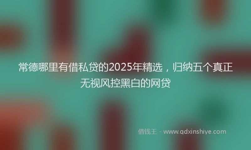 常德哪里有借私贷的2025年精选，归纳五个真正无视风控黑白的网贷