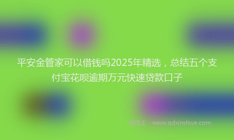 平安金管家可以借钱吗2025年精选，总结五个支付宝花呗逾期万元快速贷款口子