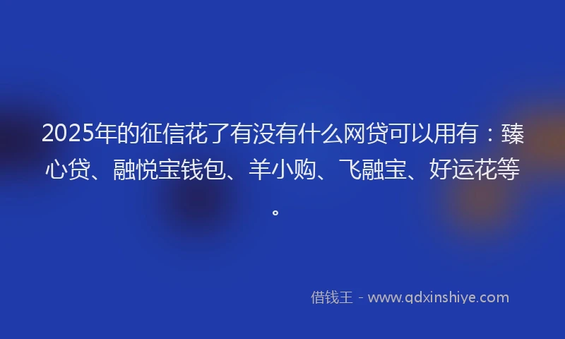 2025年的征信花了有没有什么网贷可以用有：臻心贷、融悦宝钱包、羊小购、飞融宝、好运花等。