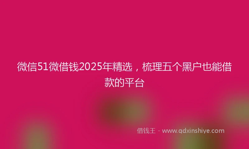 微信51微借钱2025年精选，梳理五个黑户也能借款的平台