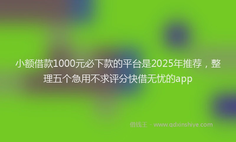 小额借款1000元必下款的平台是2025年推荐，整理五个急用不求评分快借无忧的app