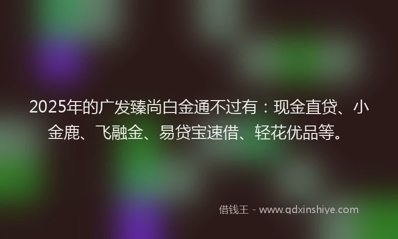 2025年的广发臻尚白金通不过有：现金直贷、小金鹿、飞融金、易贷宝速借、轻花优品等。