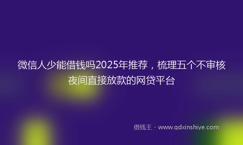 微信人少能借钱吗2025年推荐，梳理五个不审核夜间直接放款的网贷平台