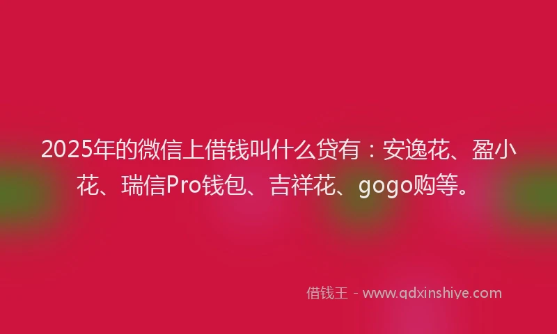 2025年的微信上借钱叫什么贷有：安逸花、盈小花、瑞信Pro钱包、吉祥花、gogo购等。