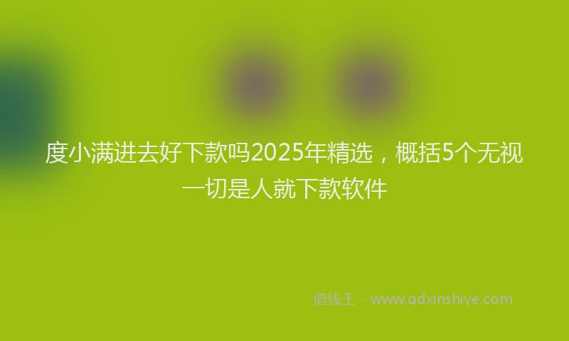度小满进去好下款吗2025年精选，概括5个无视一切是人就下款软件