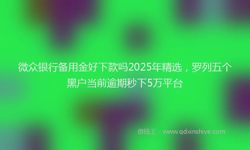 微众银行备用金好下款吗2025年精选，罗列五个黑户当前逾期秒下5万平台