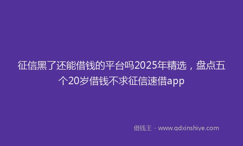 征信黑了还能借钱的平台吗2025年精选，盘点五个20岁借钱不求征信速借app