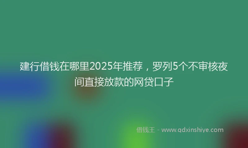 建行借钱在哪里2025年推荐，罗列5个不审核夜间直接放款的网贷口子