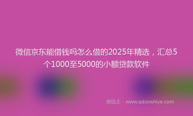 微信京东能借钱吗怎么借的2025年精选，汇总5个1000至5000的小额贷款软件