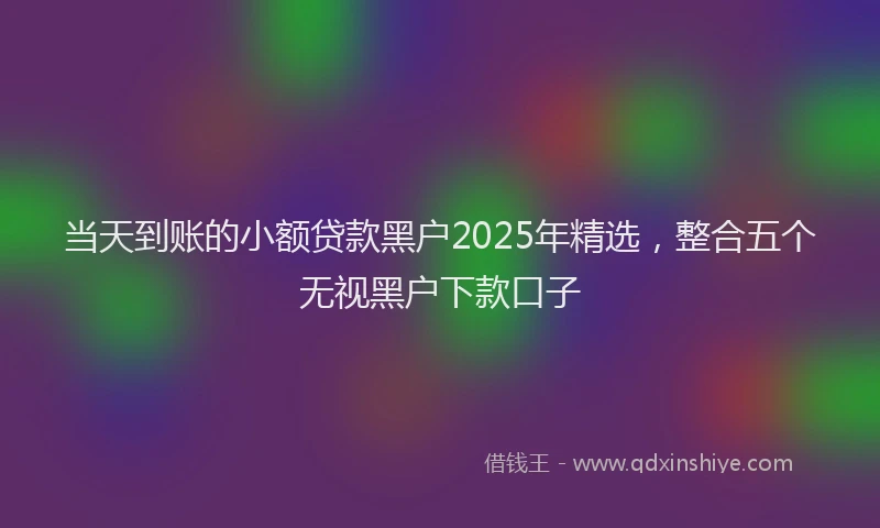 当天到账的小额贷款黑户2025年精选，整合五个无视黑户下款口子
