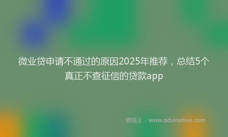 微业贷申请不通过的原因2025年推荐，总结5个真正不查征信的贷款app