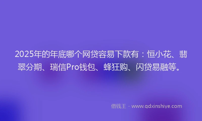 2025年的年底哪个网贷容易下款有：恒小花、翡翠分期、瑞信Pro钱包、蜂狂购、闪贷易融等。