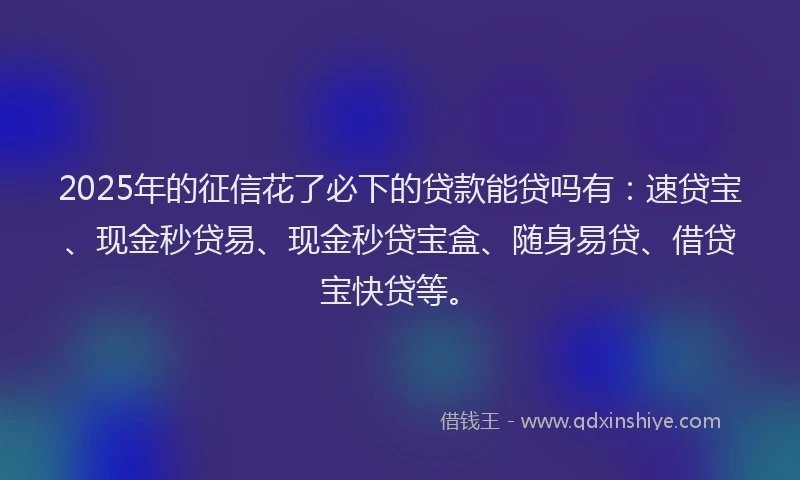 2025年的征信花了必下的贷款能贷吗有：速贷宝、现金秒贷易、现金秒贷宝盒、随身易贷、借贷宝快贷等。