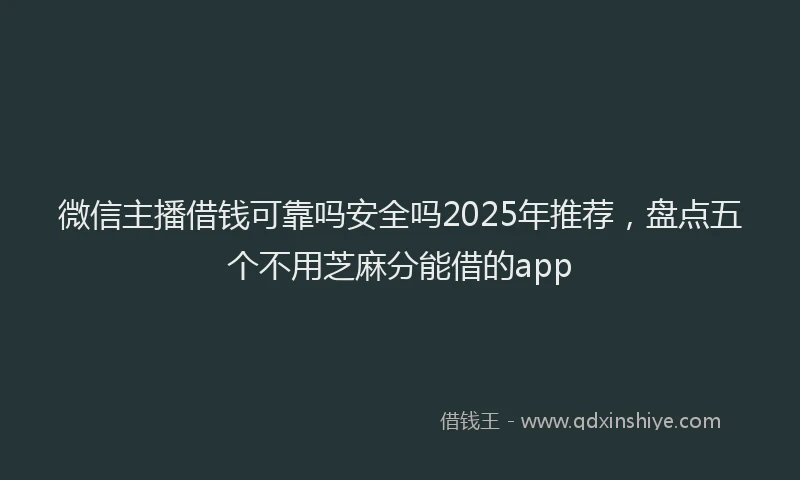 微信主播借钱可靠吗安全吗2025年推荐，盘点五个不用芝麻分能借的app