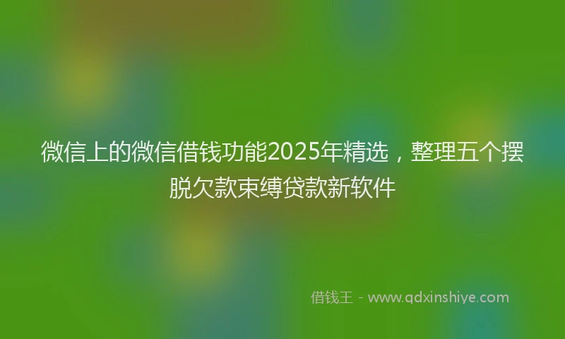 微信上的微信借钱功能2025年精选，整理五个摆脱欠款束缚贷款新软件