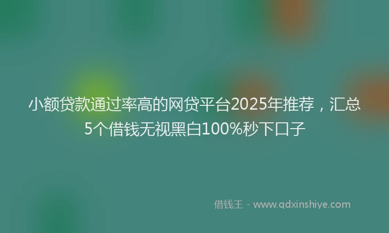 小额贷款通过率高的网贷平台2025年推荐，汇总5个借钱无视黑白100%秒下口子