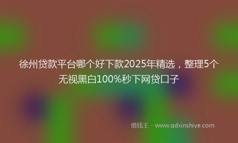 徐州贷款平台哪个好下款2025年精选，整理5个无视黑白100%秒下网贷口子