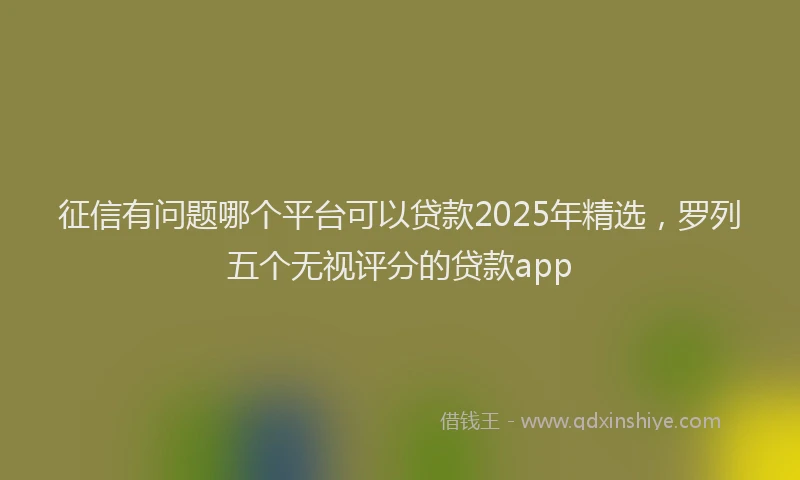征信有问题哪个平台可以贷款2025年精选，罗列五个无视评分的贷款app