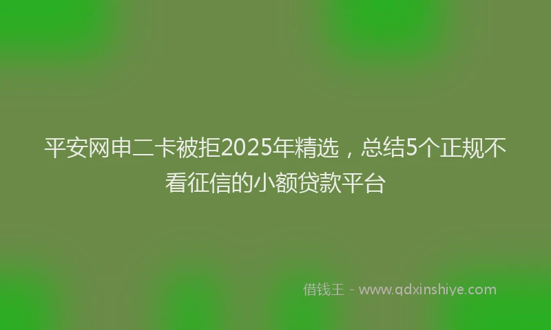 平安网申二卡被拒2025年精选，总结5个正规不看征信的小额贷款平台