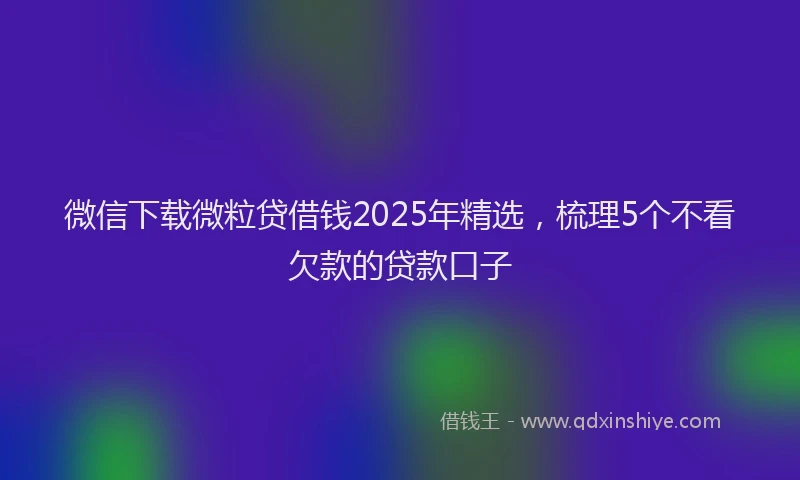 微信下载微粒贷借钱2025年精选，梳理5个不看欠款的贷款口子