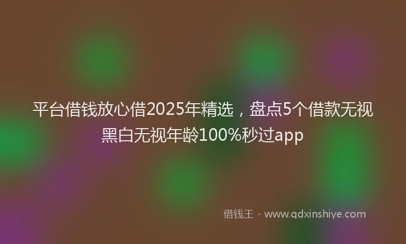 平台借钱放心借2025年精选，盘点5个借款无视黑白无视年龄100%秒过app