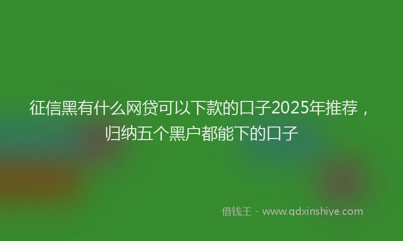 征信黑有什么网贷可以下款的口子2025年推荐，归纳五个黑户都能下的口子