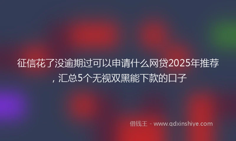 征信花了没逾期过可以申请什么网贷2025年推荐，汇总5个无视双黑能下款的口子