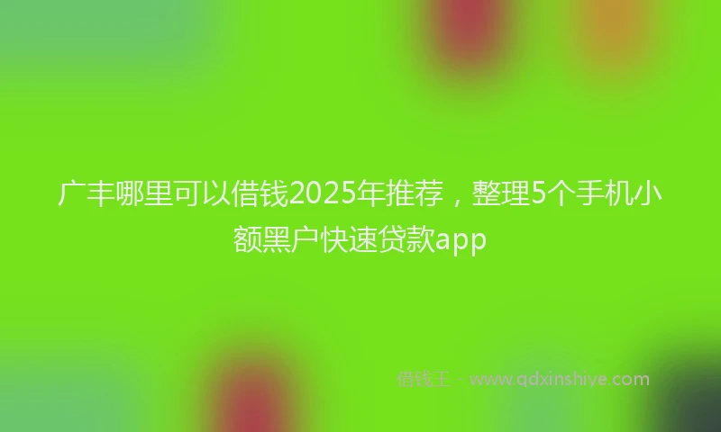 广丰哪里可以借钱2025年推荐，整理5个手机小额黑户快速贷款app
