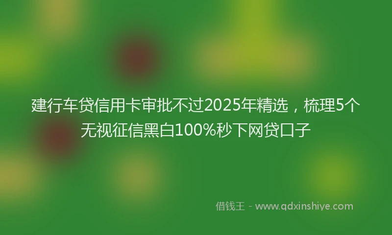 建行车贷信用卡审批不过2025年精选，梳理5个无视征信黑白100%秒下网贷口子
