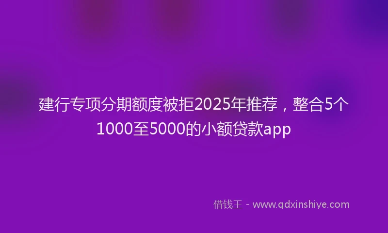 建行专项分期额度被拒2025年推荐，整合5个1000至5000的小额贷款app