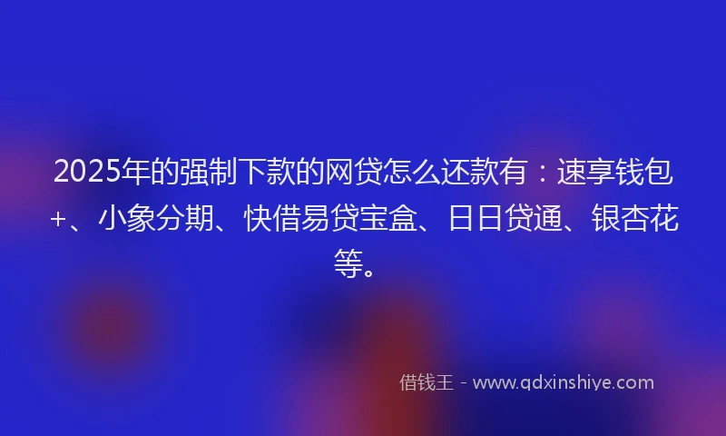 2025年的强制下款的网贷怎么还款有：速享钱包+、小象分期、快借易贷宝盒、日日贷通、银杏花等。