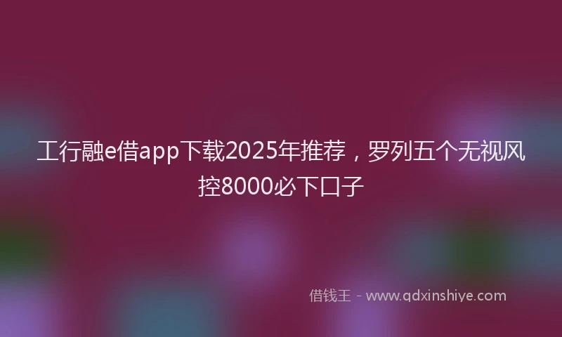 工行融e借app下载2025年推荐，罗列五个无视风控8000必下口子