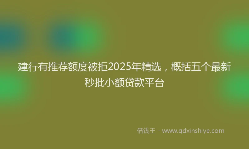 建行有推荐额度被拒2025年精选，概括五个最新秒批小额贷款平台