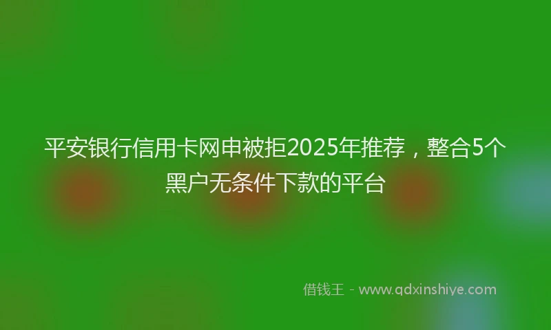 平安银行信用卡网申被拒2025年推荐，整合5个黑户无条件下款的平台