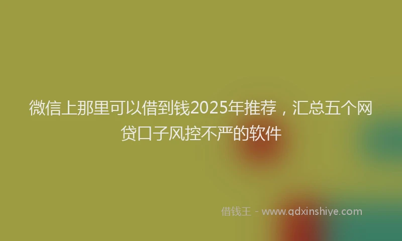 微信上那里可以借到钱2025年推荐，汇总五个网贷口子风控不严的软件