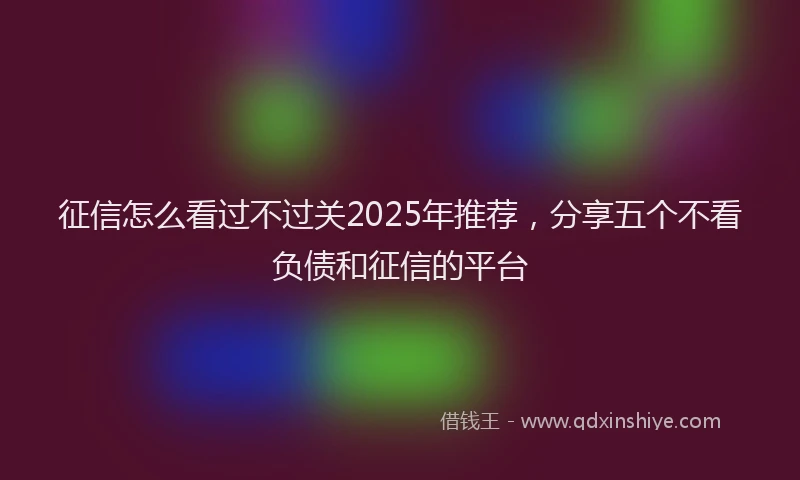 征信怎么看过不过关2025年推荐，分享五个不看负债和征信的平台