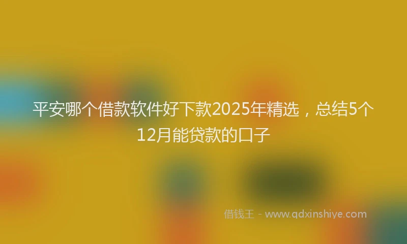 平安哪个借款软件好下款2025年精选，总结5个12月能贷款的口子