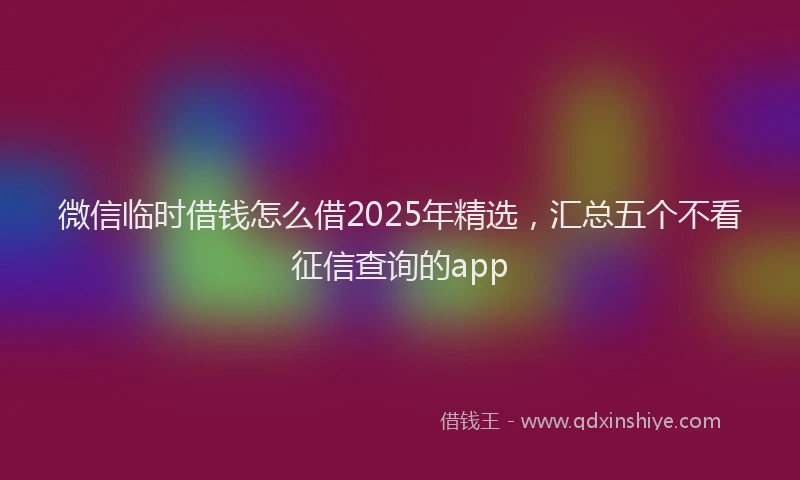 微信临时借钱怎么借2025年精选，汇总五个不看征信查询的app