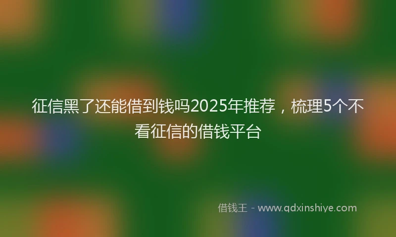 征信黑了还能借到钱吗2025年推荐，梳理5个不看征信的借钱平台
