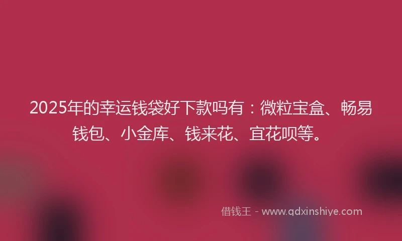2025年的幸运钱袋好下款吗有：微粒宝盒、畅易钱包、小金库、钱来花、宜花呗等。