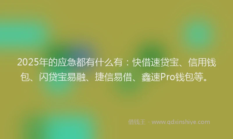2025年的应急都有什么有：快借速贷宝、信用钱包、闪贷宝易融、捷信易借、鑫速Pro钱包等。