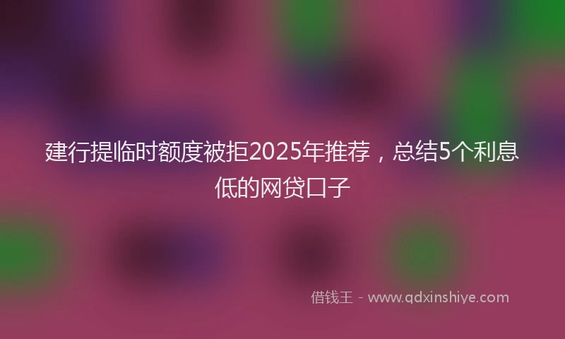 建行提临时额度被拒2025年推荐，总结5个利息低的网贷口子