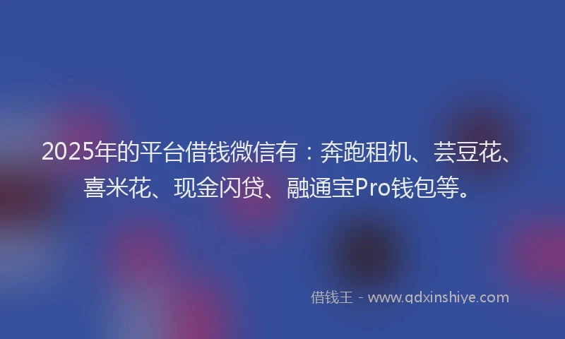 2025年的平台借钱微信有：奔跑租机、芸豆花、喜米花、现金闪贷、融通宝Pro钱包等。