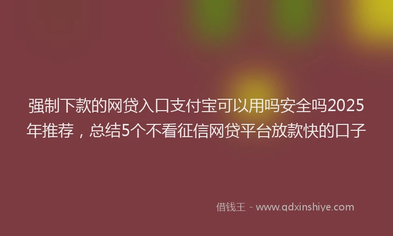 强制下款的网贷入口支付宝可以用吗安全吗2025年推荐，总结5个不看征信网贷平台放款快的口子