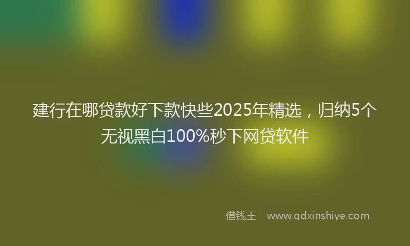 建行在哪贷款好下款快些2025年精选，归纳5个无视黑白100%秒下网贷软件