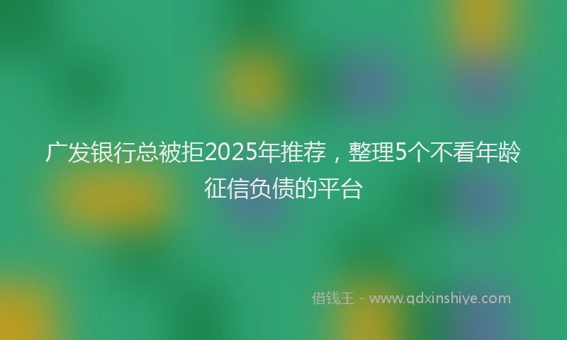广发银行总被拒2025年推荐，整理5个不看年龄征信负债的平台