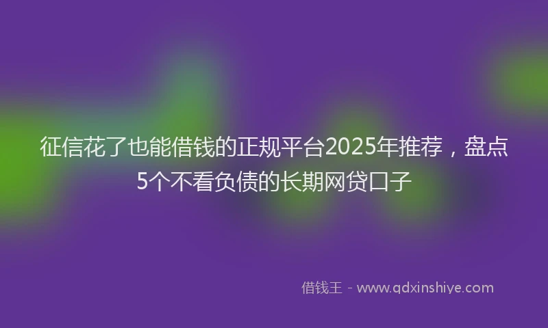 征信花了也能借钱的正规平台2025年推荐，盘点5个不看负债的长期网贷口子