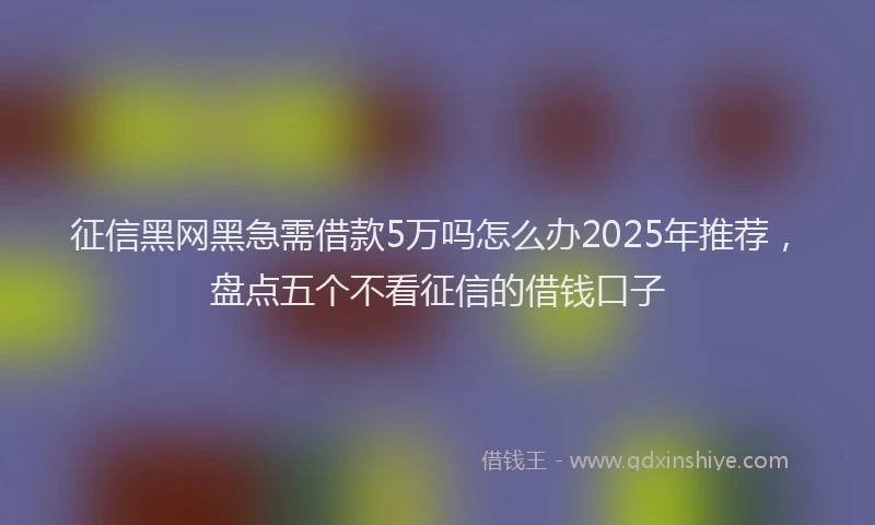 征信黑网黑急需借款5万吗怎么办2025年推荐，盘点五个不看征信的借钱口子