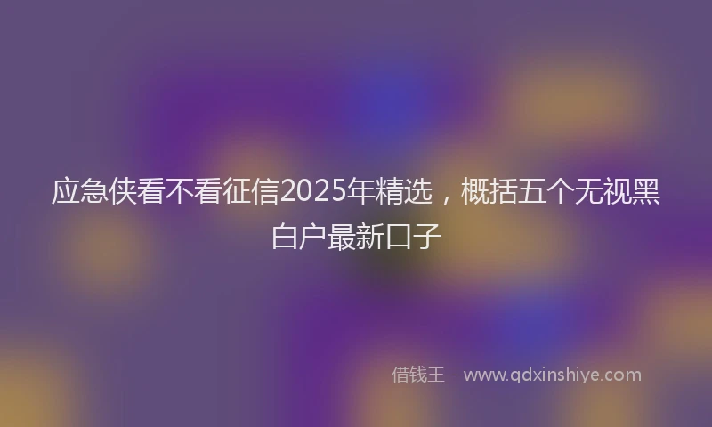 应急侠看不看征信2025年精选，概括五个无视黑白户最新口子